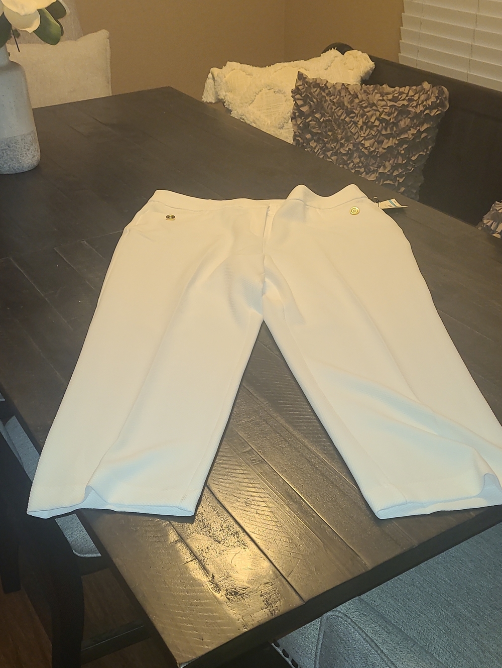ANNE KLEIN Women's White Cropped Ponte Pants - Sleek Ankle & Cropped Fit SZ 16